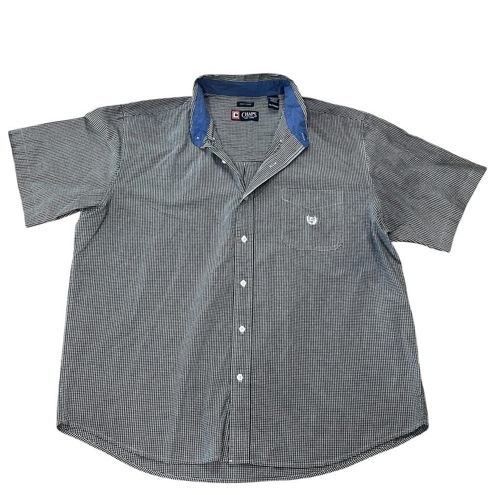 Chaps Black and White Checkered Button Down Shirt